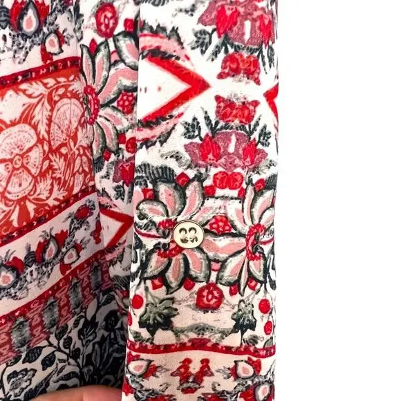 Zac & Rachel Womens Top Size Petite L white black salmon work wear metal tassel - Picture 6 of 16